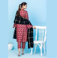 Ideas Yarn Dyed Shawl Unstitched Gold printed Cotail Suit AP-22045 3Pcs - image 2