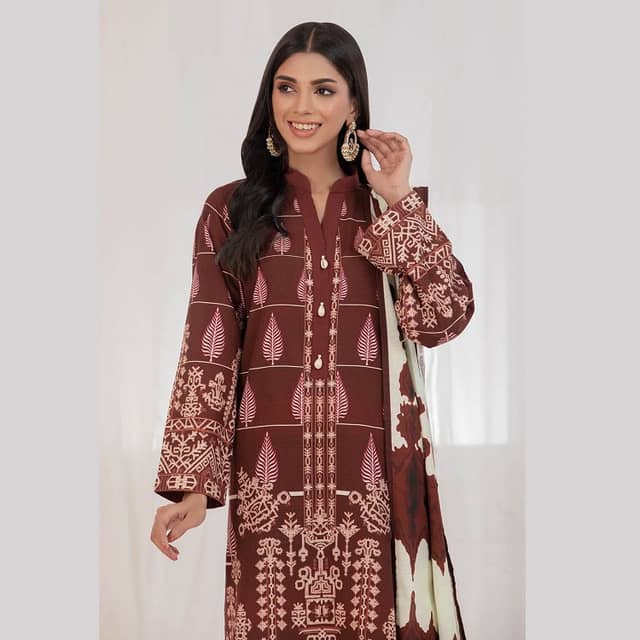 Ideas Khaddar Unstitched Printed Suit K-22067B 3Pcs