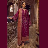 Ideas Unstitched Khaddar Suit With Linen Dupatta VK-22001 3PC - image 2