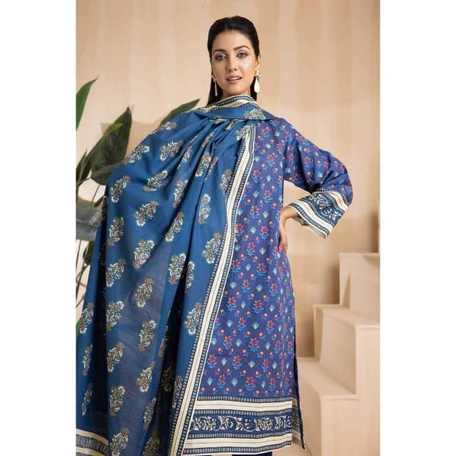 Ideas Khaddar Unstitched Printed Suit K-22103B 3PC