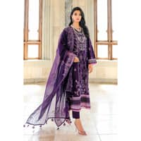 Embroidered Lawn Unstitched Suit With Net Dupatta PM-32001 3PC - image 3