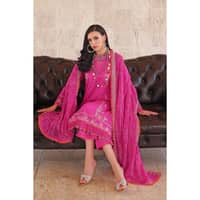 Embroidered Lawn Unstitched Suit With Zari Embroidered Chiffon Dupatta PM-22084 3PC - image 6