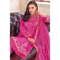 Embroidered Lawn Unstitched Suit With Zari Embroidered Chiffon Dupatta PM-22084 3PC - image 5