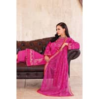 Embroidered Lawn Unstitched Suit With Zari Embroidered Chiffon Dupatta PM-22084 3PC - image 4