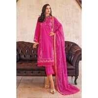 Embroidered Lawn Unstitched Suit With Zari Embroidered Chiffon Dupatta PM-22084 3PC - image 3