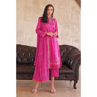 Embroidered Lawn Unstitched Suit With Zari Embroidered Chiffon Dupatta PM-22084 3PC - image 2