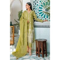 Sequins Embroidered Lawn Unstitched Suit With Embroidered Zari Stripe Dupatta MJ-32040 3PC - image 3