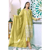Sequins Embroidered Lawn Unstitched Suit With Embroidered Zari Stripe Dupatta MJ-32040 3PC - image 2