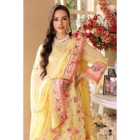 Embriodered Chiffon Unstitched Suit LE-32010 3PC - image 5