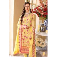 Embriodered Chiffon Unstitched Suit LE-32010 3PC - image 4