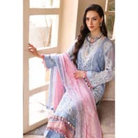 Embriodered Chiffon Unstitched Suit LE-32005 3PC - image 5