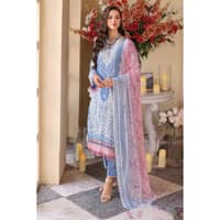 Embriodered Chiffon Unstitched Suit LE-32005 3PC - image 2