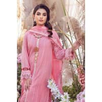 Embroidered Swiss Voile Unstitched Suit With Embroidered Chiffon Dupatta LSV-32003 3PC