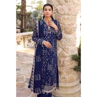 Embroidered Swiss Voile Unstitched Suit With Embroidered Chiffon Dupatta LSV-32010 3PC