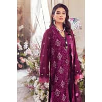 Embroidered Swiss Voile Unstitched Suit With Embroidered Chiffon Dupatta LSV-32012 3PC - image 5