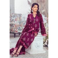 Embroidered Swiss Voile Unstitched Suit With Embroidered Chiffon Dupatta LSV-32012 3PC