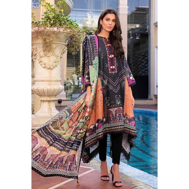 Paper Cotton Unstitched Suit With Silk Dupatta SSM-32002 3PC