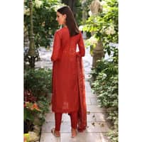 Embroidered Zari Lawb Unstitched Printed Suit With Printed Zari Stripe Dupatta DB-22034 3PC - image 5