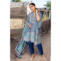 Lawn Unstitched Foil Printed Unstitched Suit With Denting Lawn Dupatta DN-32091A 3PC - image 5
