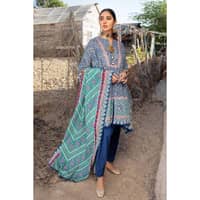 Lawn Unstitched Foil Printed Unstitched Suit With Denting Lawn Dupatta DN-32091A 3PC - image 4