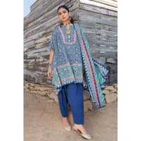 Lawn Unstitched Foil Printed Unstitched Suit With Denting Lawn Dupatta DN-32091A 3PC - image 2