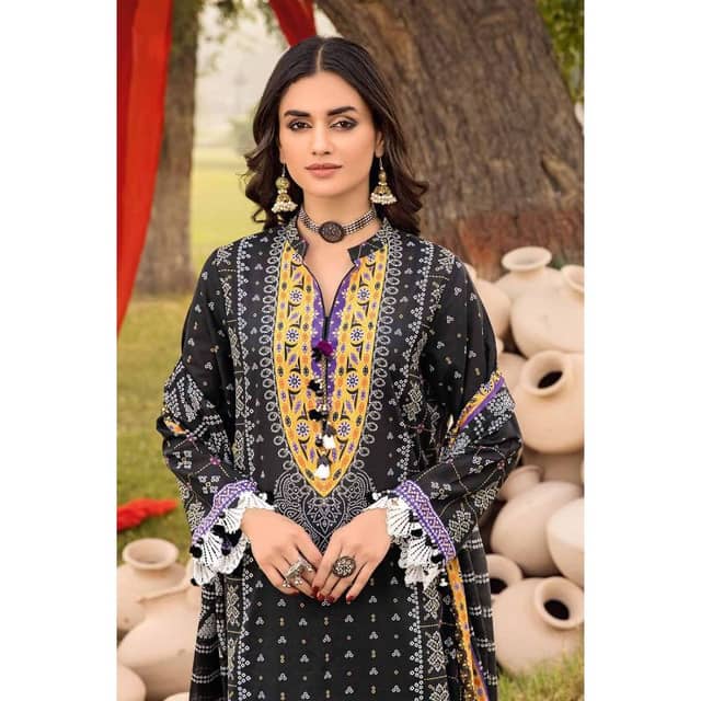 Chunri Lawn Unstitched Gold Printed Suit CL-32180A 3PC