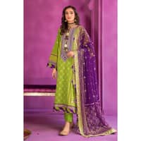 Embroidered Chunri Lawn Unstitched Suit With Chiffon Gold and Lacquer Printed Dupatta BM-32011 3PC - image 3