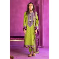 Embroidered Chunri Lawn Unstitched Suit With Chiffon Gold and Lacquer Printed Dupatta BM-32011 3PC - image 2