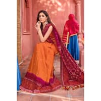 Lawn Unstitched Gold Printed Saree Blouse SR-32022 3PC - image 4