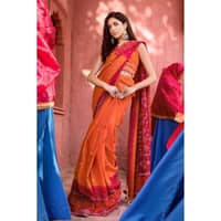 Lawn Unstitched Gold Printed Saree Blouse SR-32022 3PC - image 3