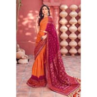 Lawn Unstitched Gold Printed Saree Blouse SR-32022 3PC - image 2