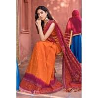 Lawn Unstitched Gold Printed Saree Blouse SR-32022 3PC
