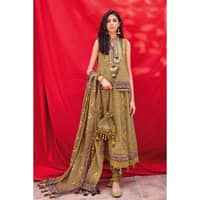 Chunri Lawn Unstitched Gold Printed Suit CL-32283B 3PC - image 3