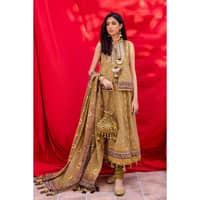 Chunri Lawn Unstitched Gold Printed Suit CL-32283B 3PC - image 2