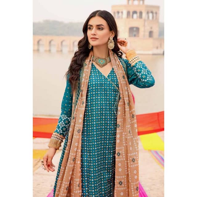 Chunri Lawn Unstitched Gold Printed Suit CL-22172B 3PC