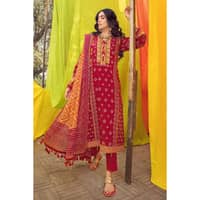 Chunri Lawn Unstitched Gold Printed Suit CL-32093B 3PC - image 3