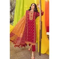 Chunri Lawn Unstitched Gold Printed Suit CL-32093B 3PC - image 2