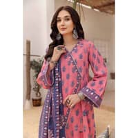 Silver and Lacquer Printed Lawn Unstitched Suit with Gota Lace CL-32417 3PC