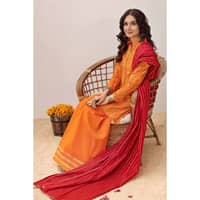 Gold Printed Lawn Unstitched Suit with Crochet Lace CL-32422 3PC - image 4