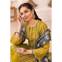 Silver Printed Lawn Unstitched Suit with Gota Lace CL-32419 3PC - image 4