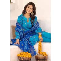 Gold Printed Lawn Unstitched Suit with Gota Lace CL-32420 3PC - image 4