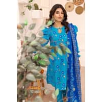 Gold Printed Lawn Unstitched Suit with Gota Lace CL-32420 3PC - image 3