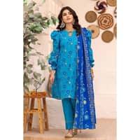 Gold Printed Lawn Unstitched Suit with Gota Lace CL-32420 3PC - image 2