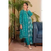 Silver Prited Lawn Unstitched Suit with Crochet Lace CL-32409 3PC - image 4