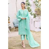 Foil Embroidered Lawn Unstitched Suit with Zari Dupatta CK-32007 3PC - image 4