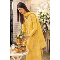 Foil Embroidered Lawn Unstitched Suit with Zari and sequins Dupatta CK-32004 3PC - image 4