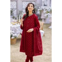 Foil Embroidered Lawn Unstitched Suit with Zari and sequins Dupatta CK-32002 3PC - image 5