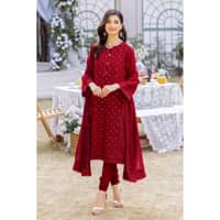 Foil Embroidered Lawn Unstitched Suit with Zari and sequins Dupatta CK-32002 3PC - image 3