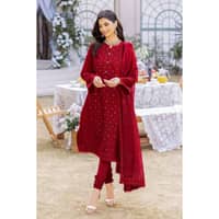 Foil Embroidered Lawn Unstitched Suit with Zari and sequins Dupatta CK-32002 3PC - image 2