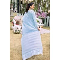 Sliver Foil Embroidered Lawn Unstitched Suit with Zari Dupatta CK-32003 3PC - image 5